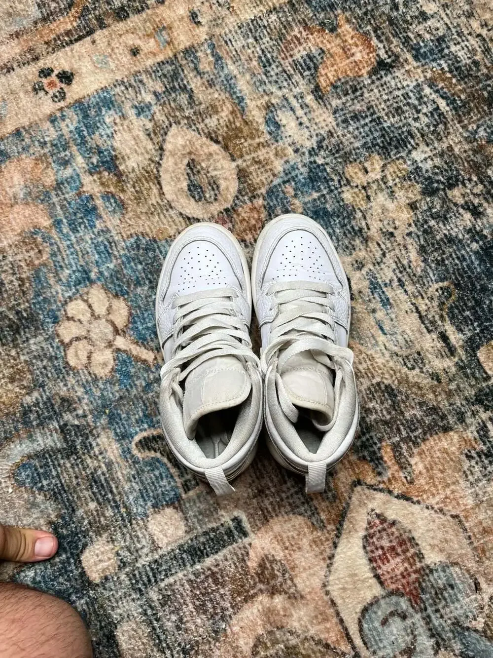 Air Jordan 1 Mid GS Triple White Tumbled Leather